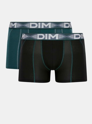 DIM COTTON 3D FLEX AIR BOXER 2x - Pánské boxerky 2ks - zelená - černá