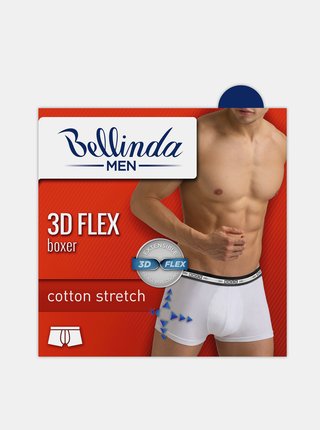 Pánské boxerky 3D FLEX BOXER - Pánské bavlněné boxerky z nového inovativního vlákna - bílá