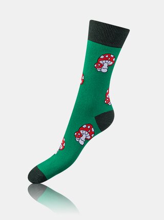 Dárková sada čtyř párů unisex vzorovaných ponožek v zelené, bílé a tmavě modré barvě Bellinda CRAZY SOCKS BOX 