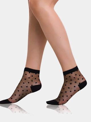 Černé dámské puntíkované silonkové ponožky Bellinda TRENDY SOCKS 