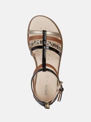 Hnedé dievčenské kožené sandále Geox