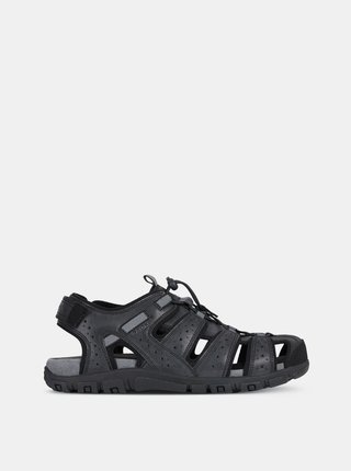 Černé pánské kožené sandály Geox Strada