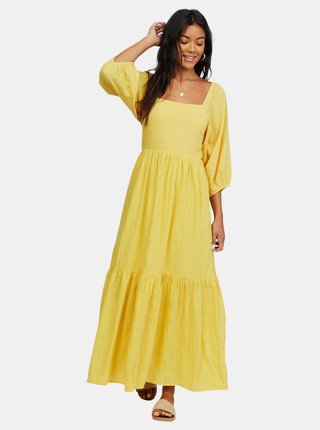 Žlté dámske dlhé šaty Billabong