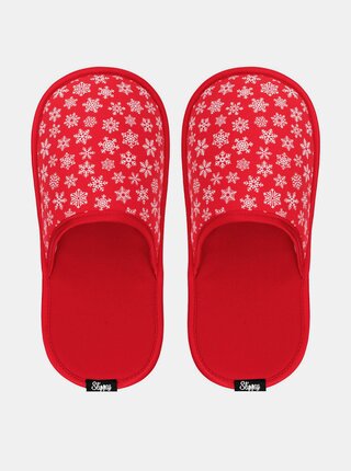 Slippsy červené unisex domácí pantofle Red Snowflake