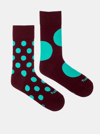 Tmavě hnědé puntíkované ponožky Fusakle Diskos bordo
