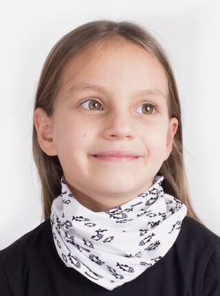 Bílý dětský vzorovaný šátek 3v1 Fusakle