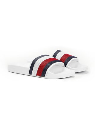 Bílé dámské pantofle Tommy Hilfiger Shimmery 