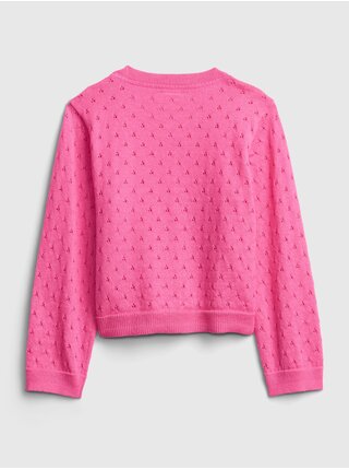 Růžový holčičí svetr GAP Pointelle cardigan
