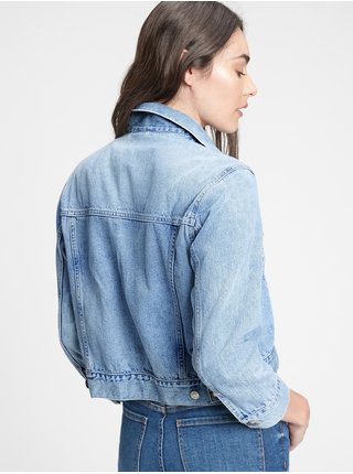 Modrá dámská džínová bunda v-crop relaxed icon jkt lt anita