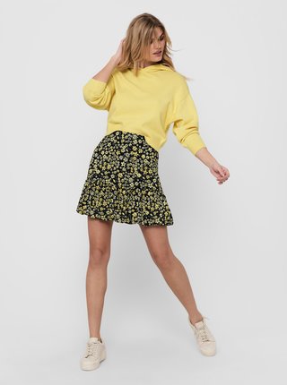 Žluto-černá květovaná sukně ONLY Pella
