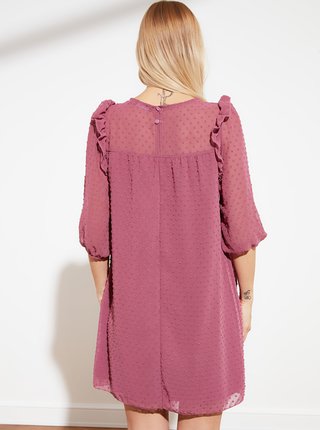 Fialové vzorované šaty s volánmi Trendyol