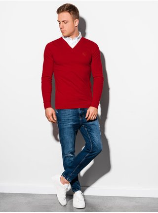 Červený pánský svetr s košilovou vsadkou E120 