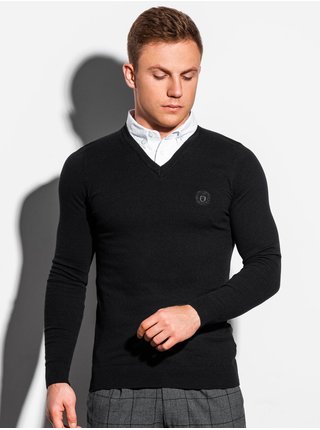 Černý pánský svetr s košilovou vsadkou E120