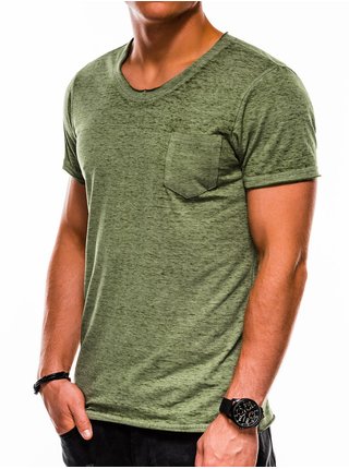 Zelené pánské žíhané tričko s kapsou S1051