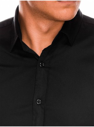 Pánská slim-fit košile s dlouhým rukávem K504 - černá