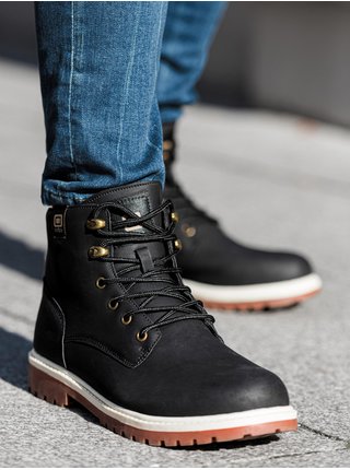 Černé pánské kotníkové zimní boty T314 