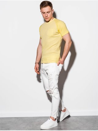 Žlté pánske tričko s vreckom S1182
