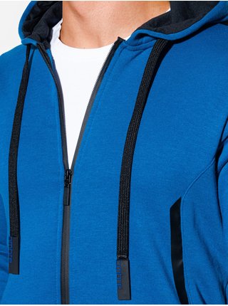 Pánská mikina na zip s kapucí B1076 - nebesky modrá