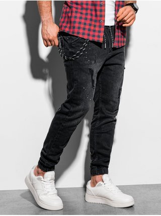 Černé pánské riflové jogger kalhoty Ombre Clothing P939
