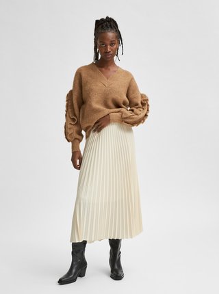 Hnedý vlnený sveter Selected Femme Alpaka Rut
