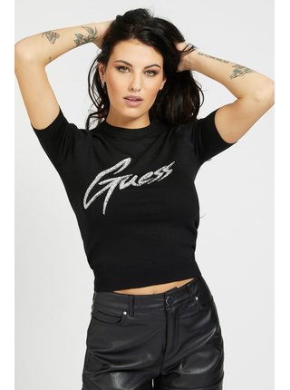 Černé dámské svetrové tričko s nápisem Guess