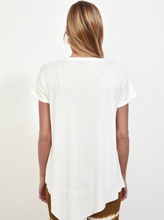 Biele dámske dlhé asymetrické tričko Trendyol
