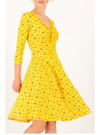 Blutsgeschwister žlté áčkové šaty Cherry Picknick