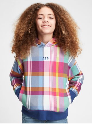 Detská mikina GAP Logo plaid hoodie Farebná