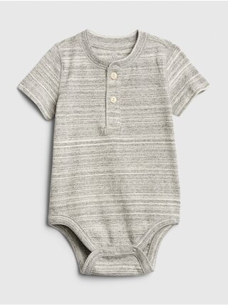 Šedé klučičí baby body henley short sleeve bodysuit