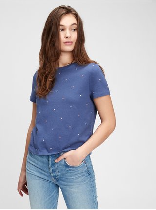 Tričko shrunken print t-shirt Modrá