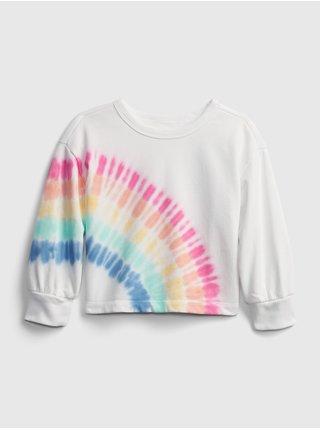 Detská mikina rainbow tie-dye graphic crewneck sweatshirt Biela