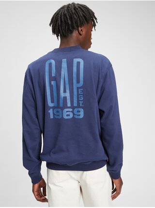 Modrá pánská mikina GAP Logo fl ov pkt crew