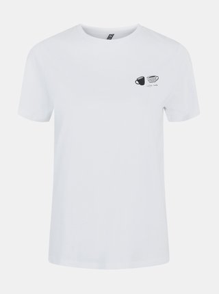 Biele tričko s potlačou Pieces Liwy