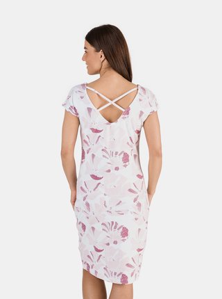 Svetloružové dámske kvetované šaty SAM 73