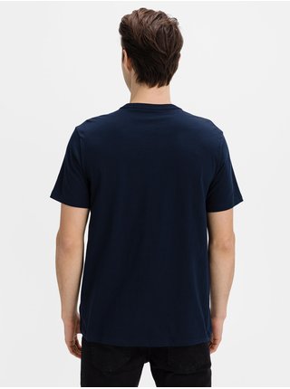 Modré pánské tričko GAP Logo v-ss camo arch tee
