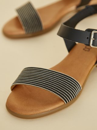 Čierne kožené sandálky OJJU