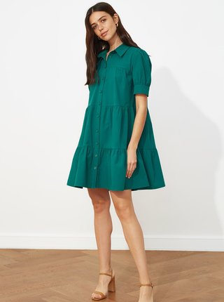 Zelené voľné košeľové šaty Trendyol