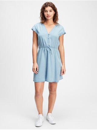 Šaty flutter sleeve dress Modrá