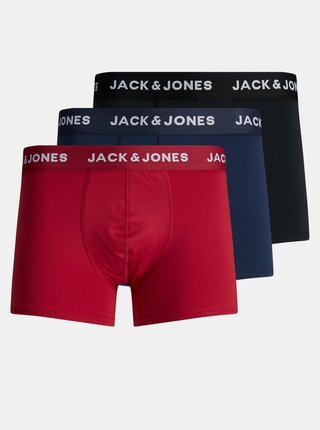 Sada troch boxeriek v červenej a čiernej farbe Jack & Jones