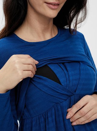 Modré pruhované tehotenské/dojčiace mikinové šaty Mama.licious Alison