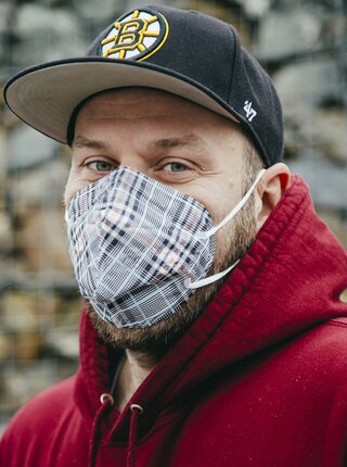 Modrý vzorovaný respirátor FFP2 s nanomembránou Respirátory