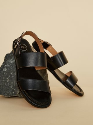 Čierne kožené sandále OJJU