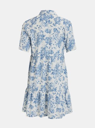 Bielo-modré kvetované košeľové šaty VILA Mora