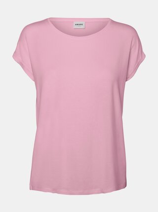 Ružové voľné basic tričko VERO MODA Ava