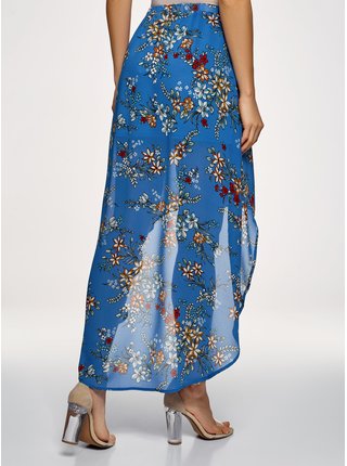 Sukňa šifónová s asymetrickou dĺžkou sukne OODJI