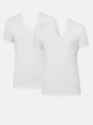 2PACK pánské tričko CK ONE V neck bílé
