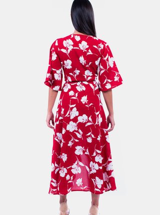 Červené kvetované zavinovacie šaty Culito from Spain