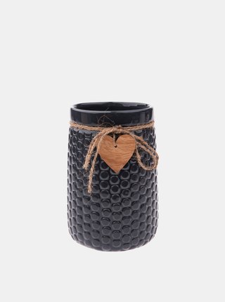 Černá váza s ozdobou Dakls