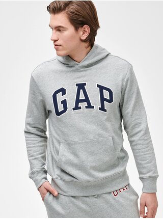 Šedá pánská mikina GAP Logo arch hoodie