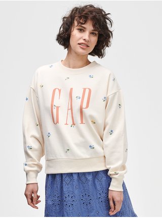 Béžová dámská mikina GAP Logo crewneck sweatshirt